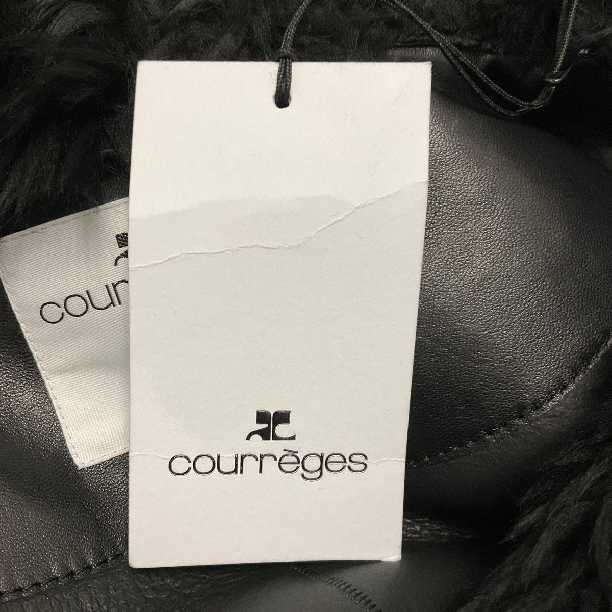 Courreges Black Asymmetric Lamb Shearling Fur and Lambskin Leather Jacket