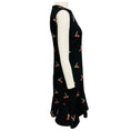 Load image into Gallery viewer, Victoria Beckham Black Multi Bird Print Ruffled Hem Sleeveless Crepe Dress
