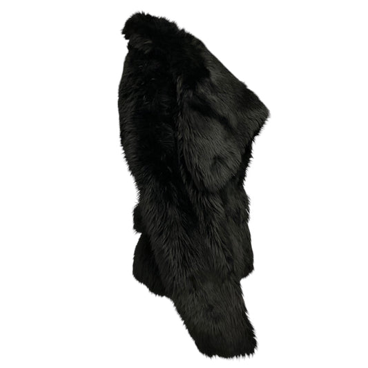 Courreges Black Asymmetric Lamb Shearling Fur and Lambskin Leather Jacket