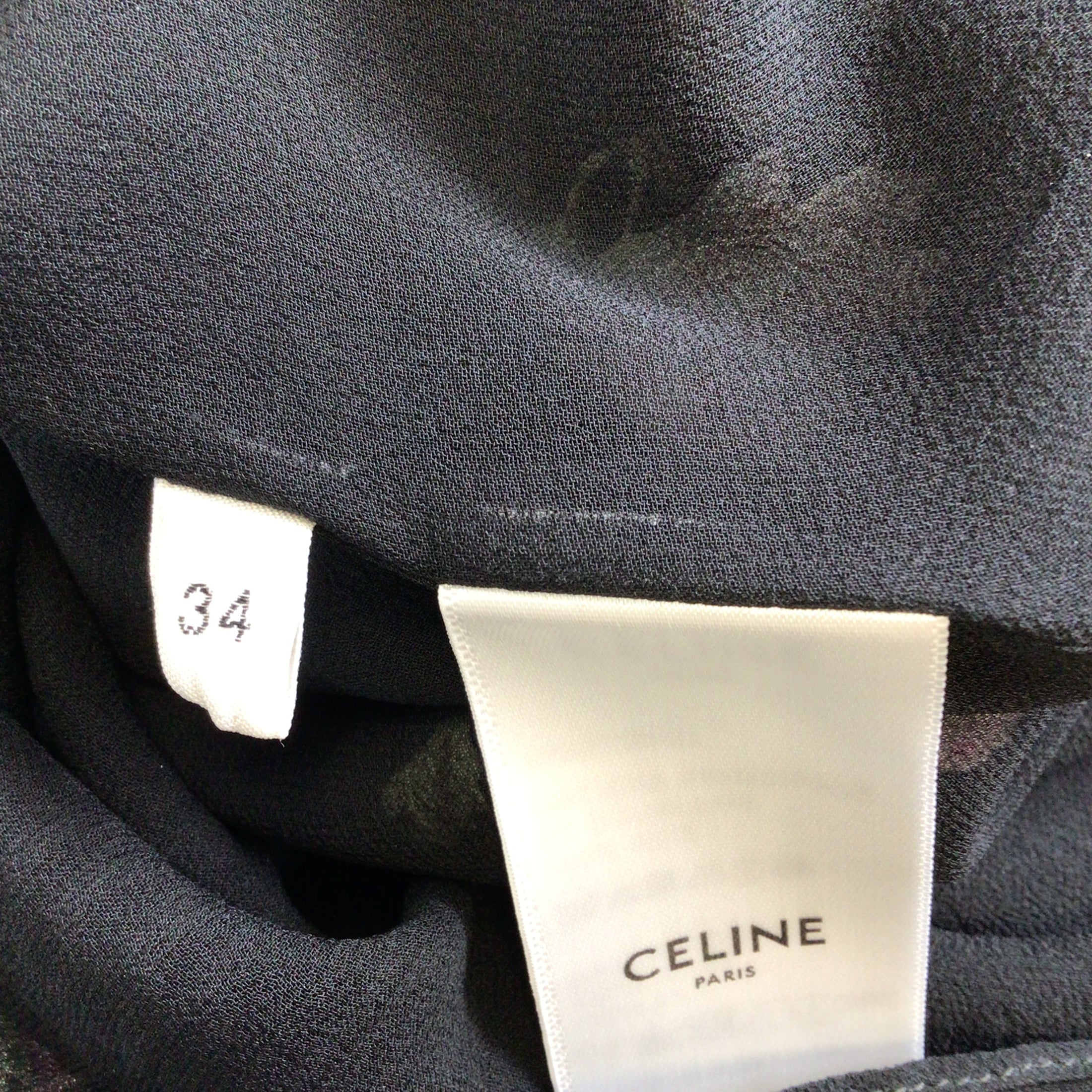Celine Black Multi Floral Printed Long Sleeved Silk Midi Dress