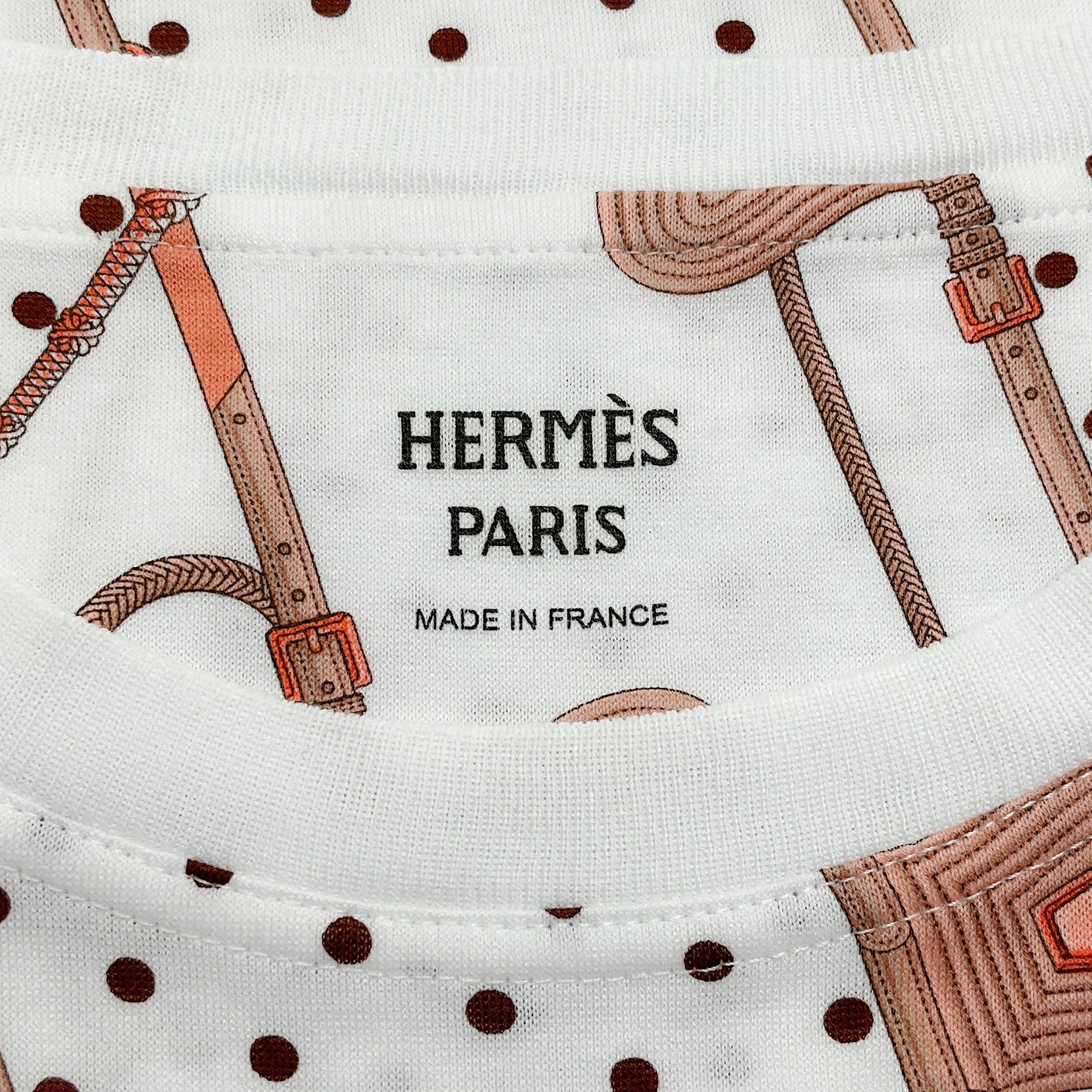 Hermes White / Brown Clic Clac Tee Shirt