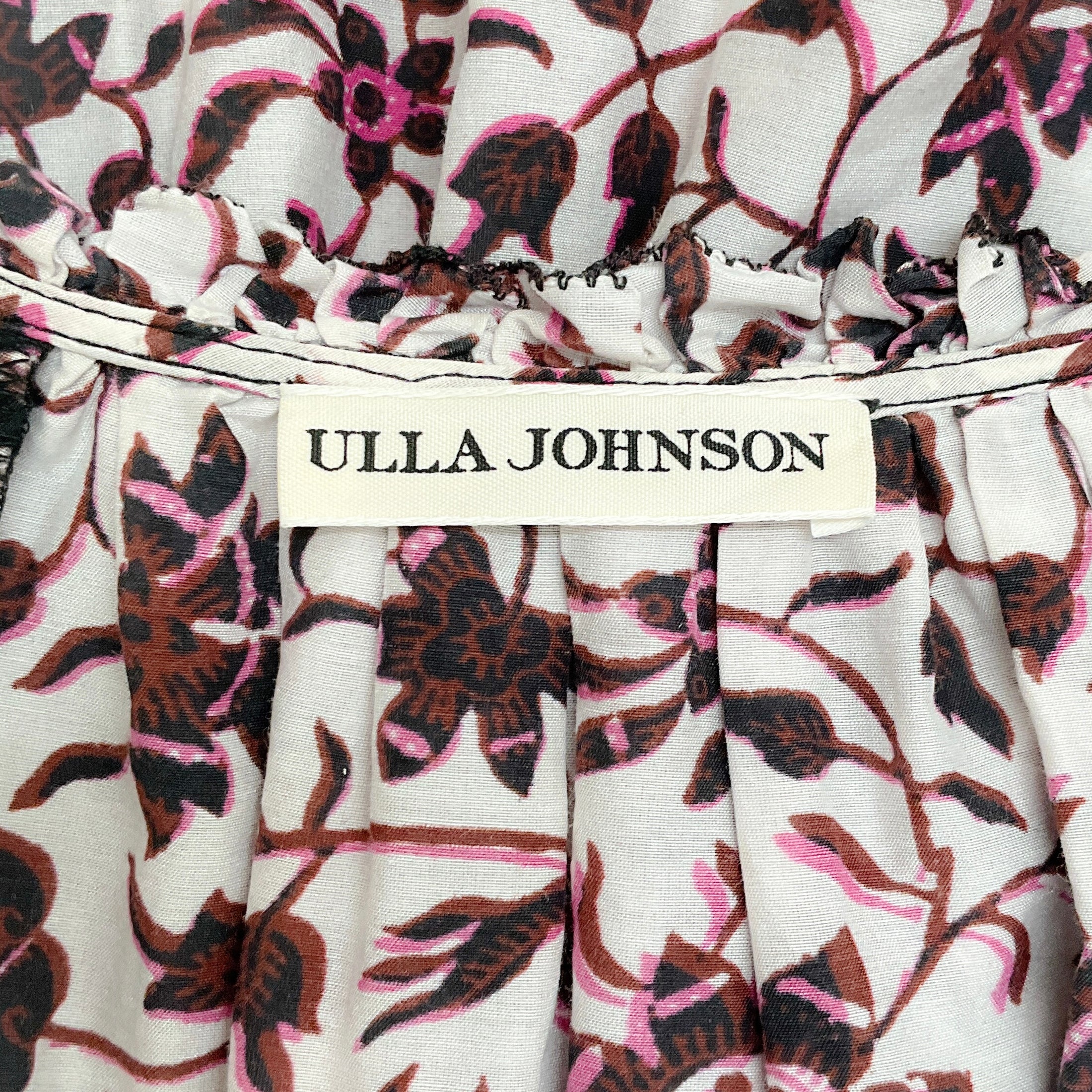 Ulla Johnson Pink / Black Cotton Asis Midi Dress