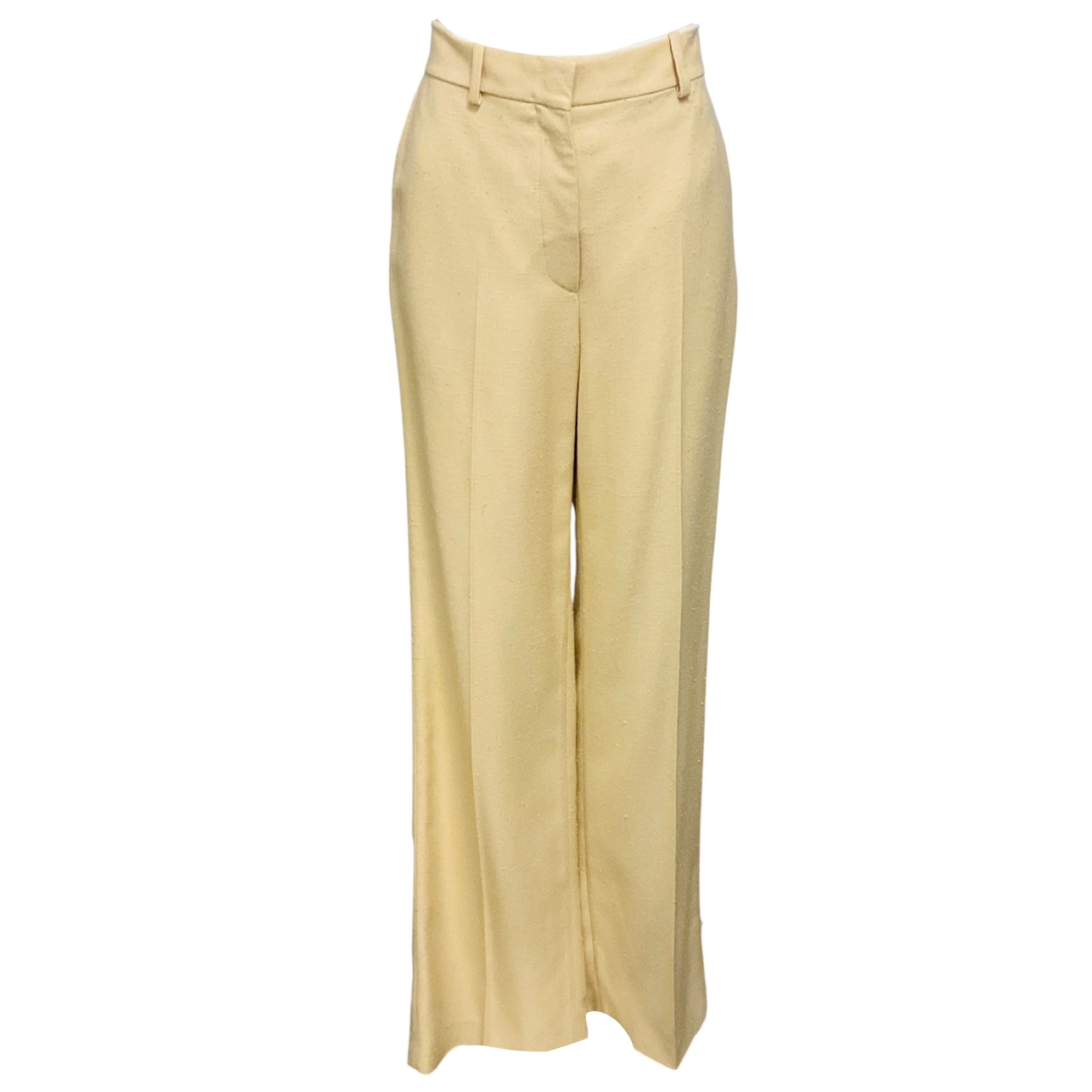 Maison Rabih Kayrouz Cream Raw Silk Pants