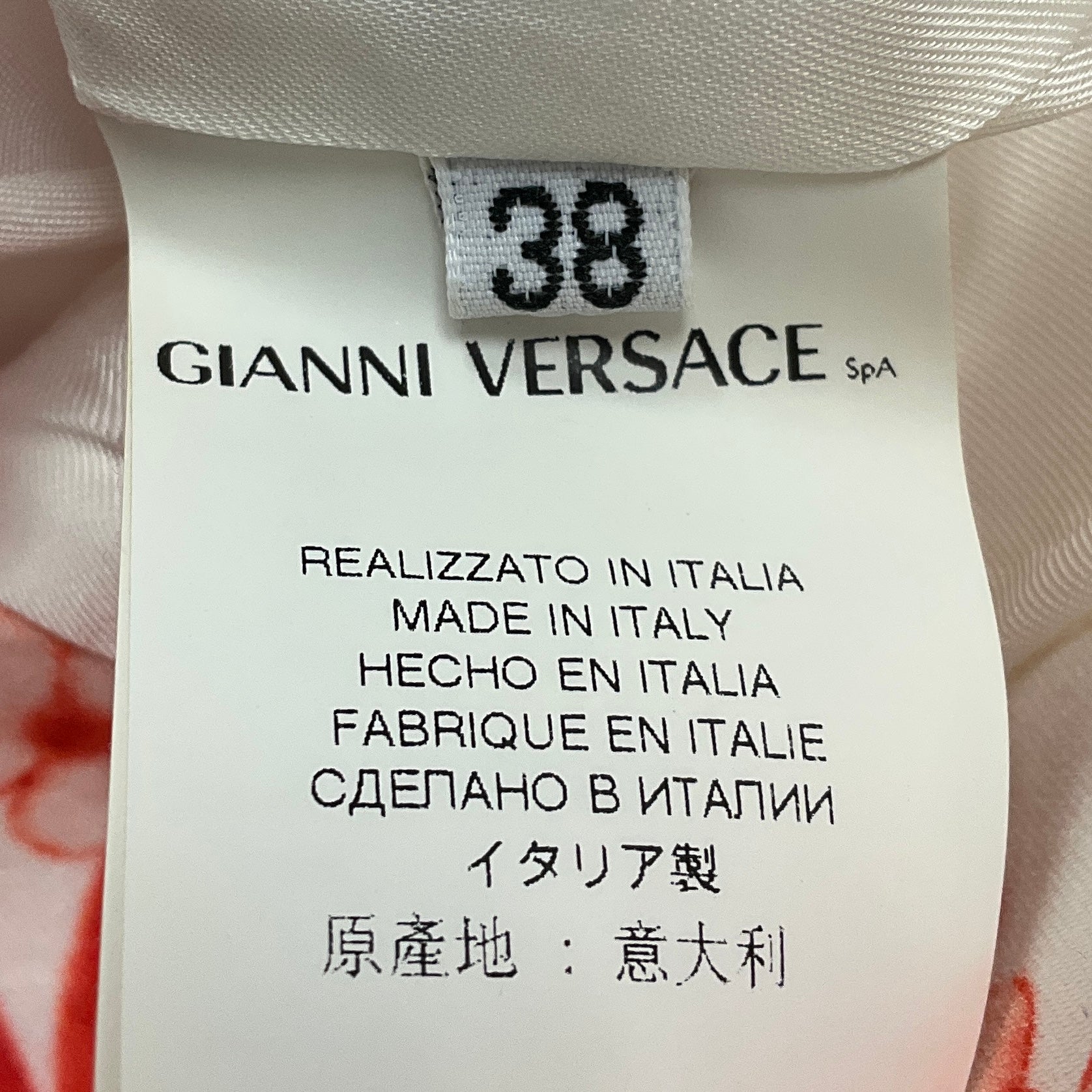 Versace Orange / White Floral Printed Sleeveless Cotton Dress with Belt