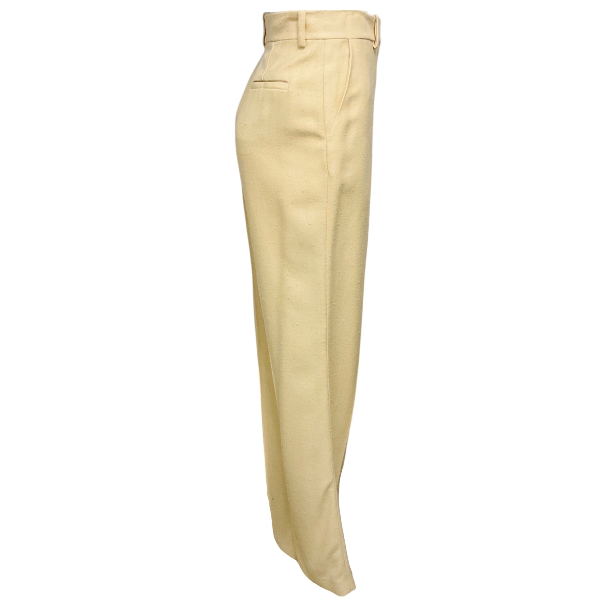 Maison Rabih Kayrouz Cream Raw Silk Pants