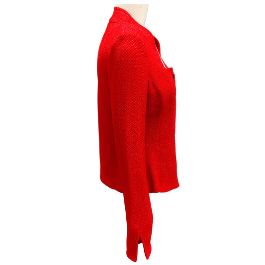 St. John Red Spring Shimmer Knit Full Zip Jacket