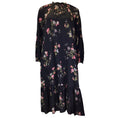 Load image into Gallery viewer, Celine Black Multi Floral Printed Long Sleeved Silk Midi Dress
