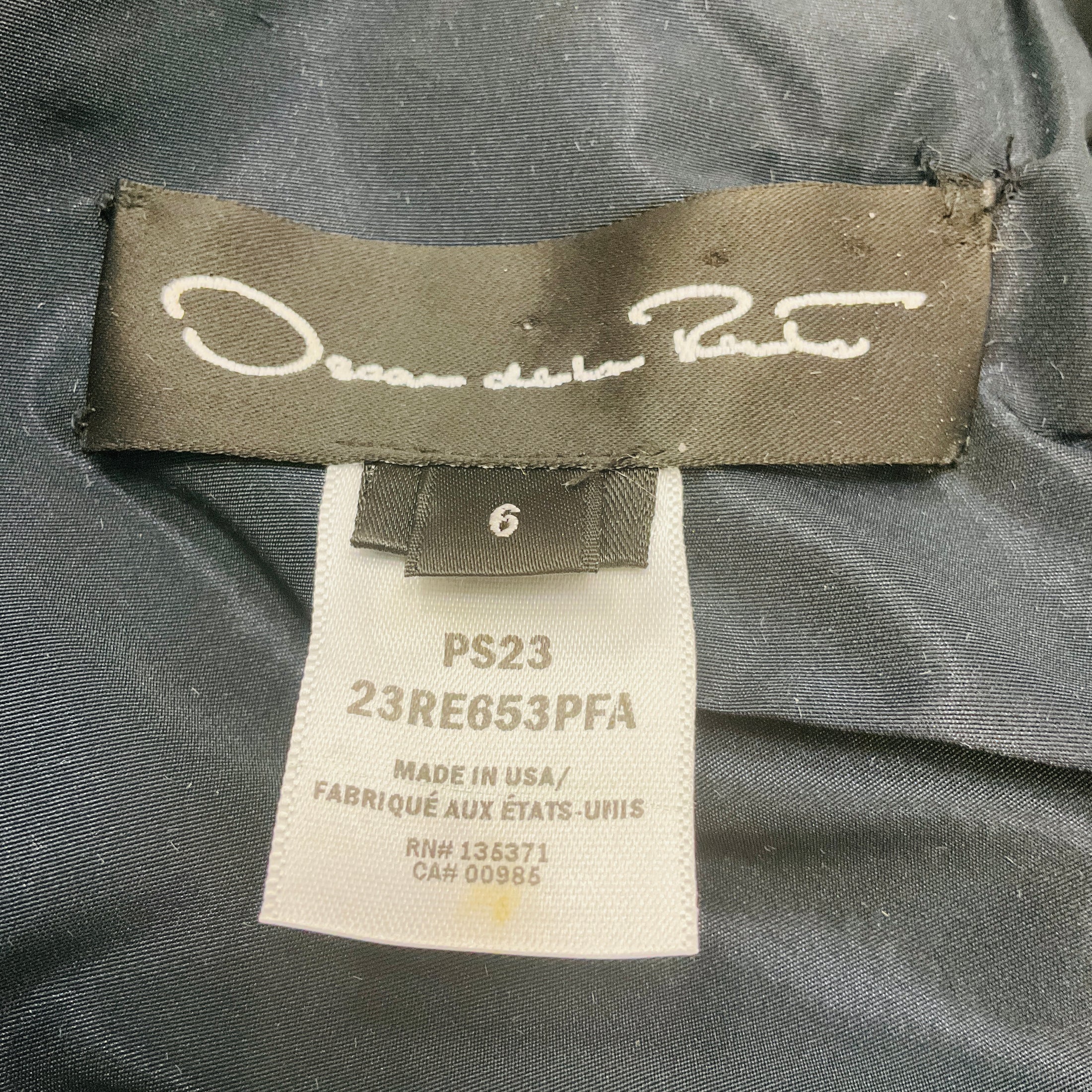 Oscar de la Renta Navy Crystal Embellished A-Line Cocktail Dress