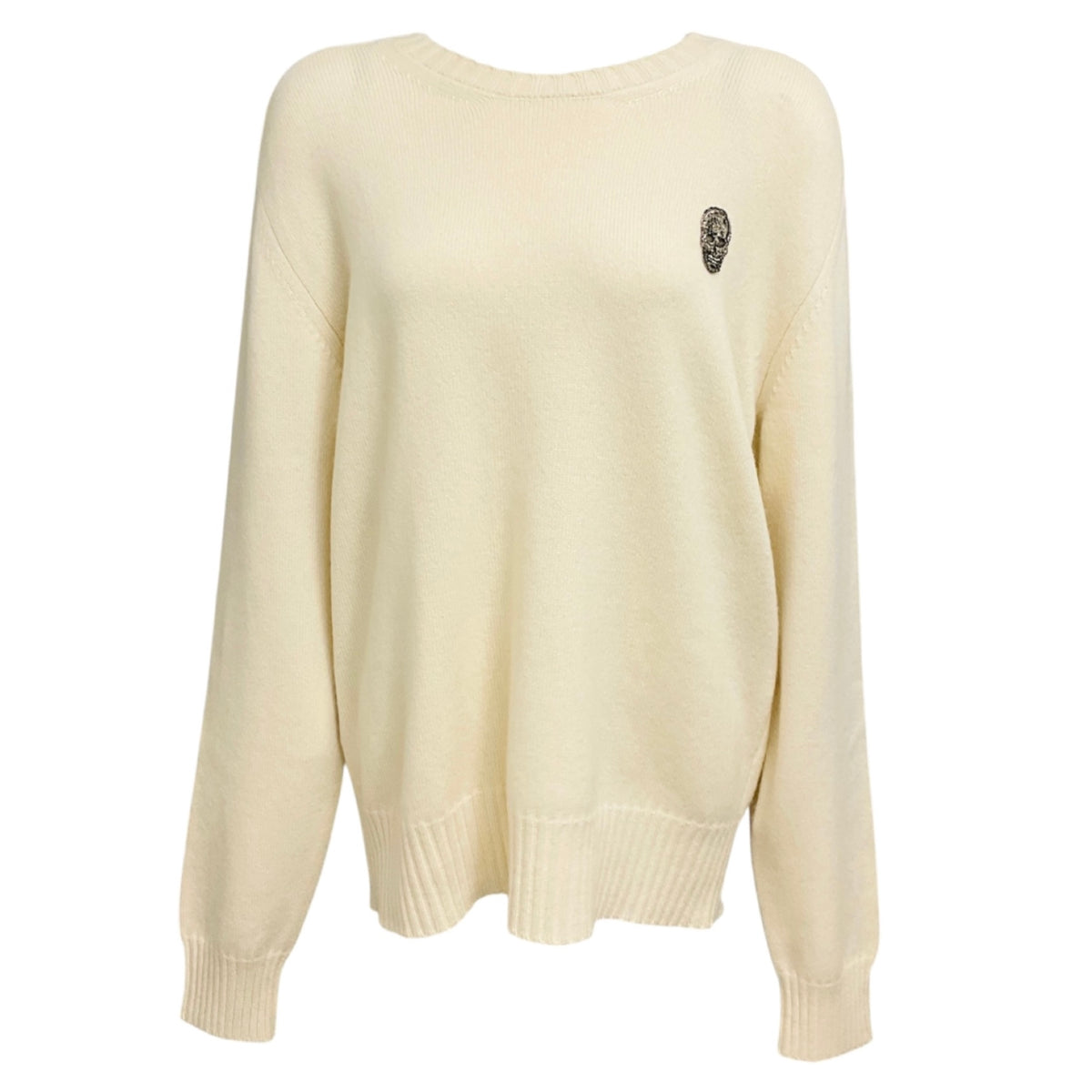 Alexander McQueen Cream Skull Embellished Cashmere Knit Pullover Sweater