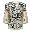 Load image into Gallery viewer, Jenny Packham Nude / Black / White Floral Embroidered Mesh Tulle Top
