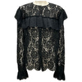Load image into Gallery viewer, Chanel Black Pleated Detail Long Sleeved Lace Blouse
