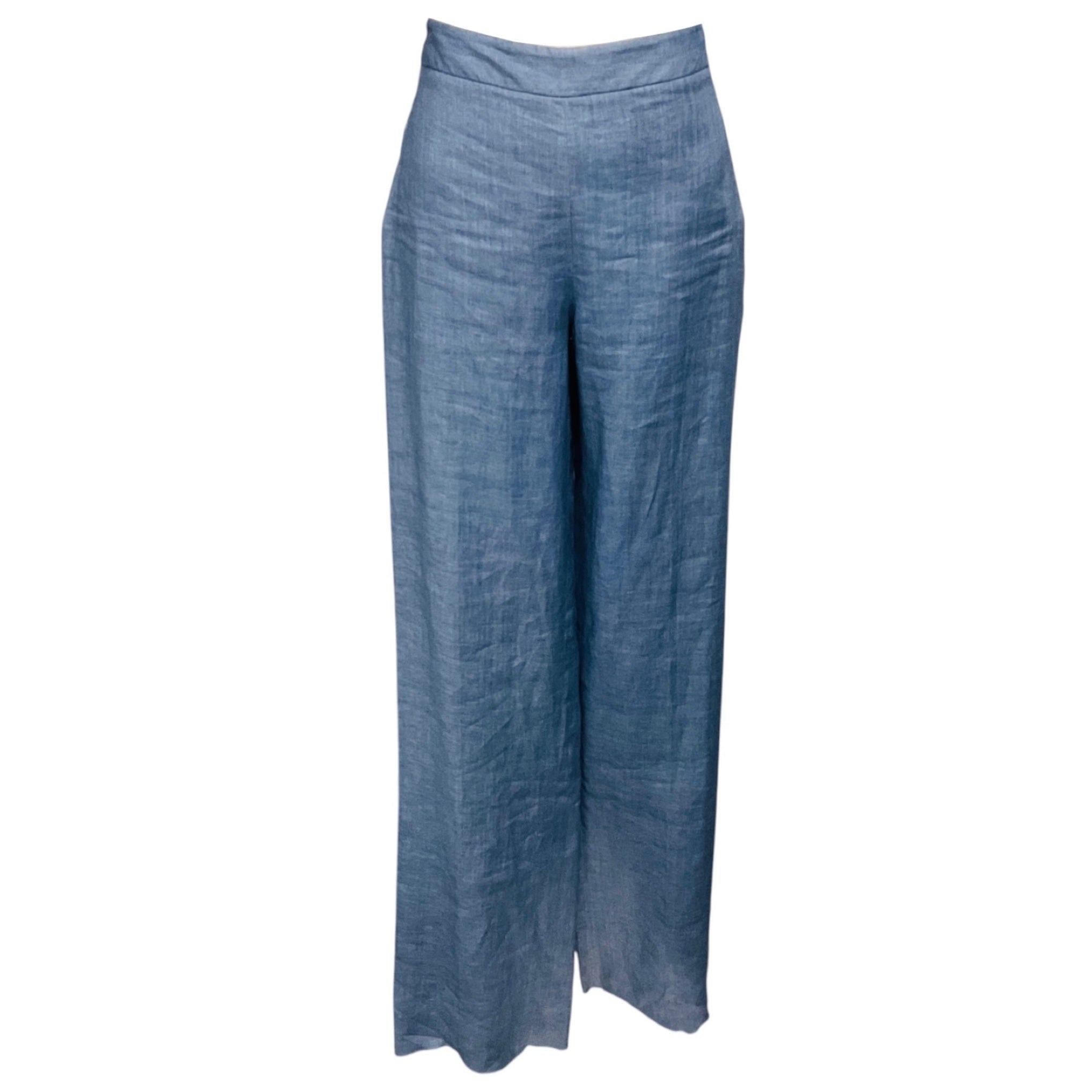 Loro Piana Blue Linen Flax Mercurio Pearl Pants