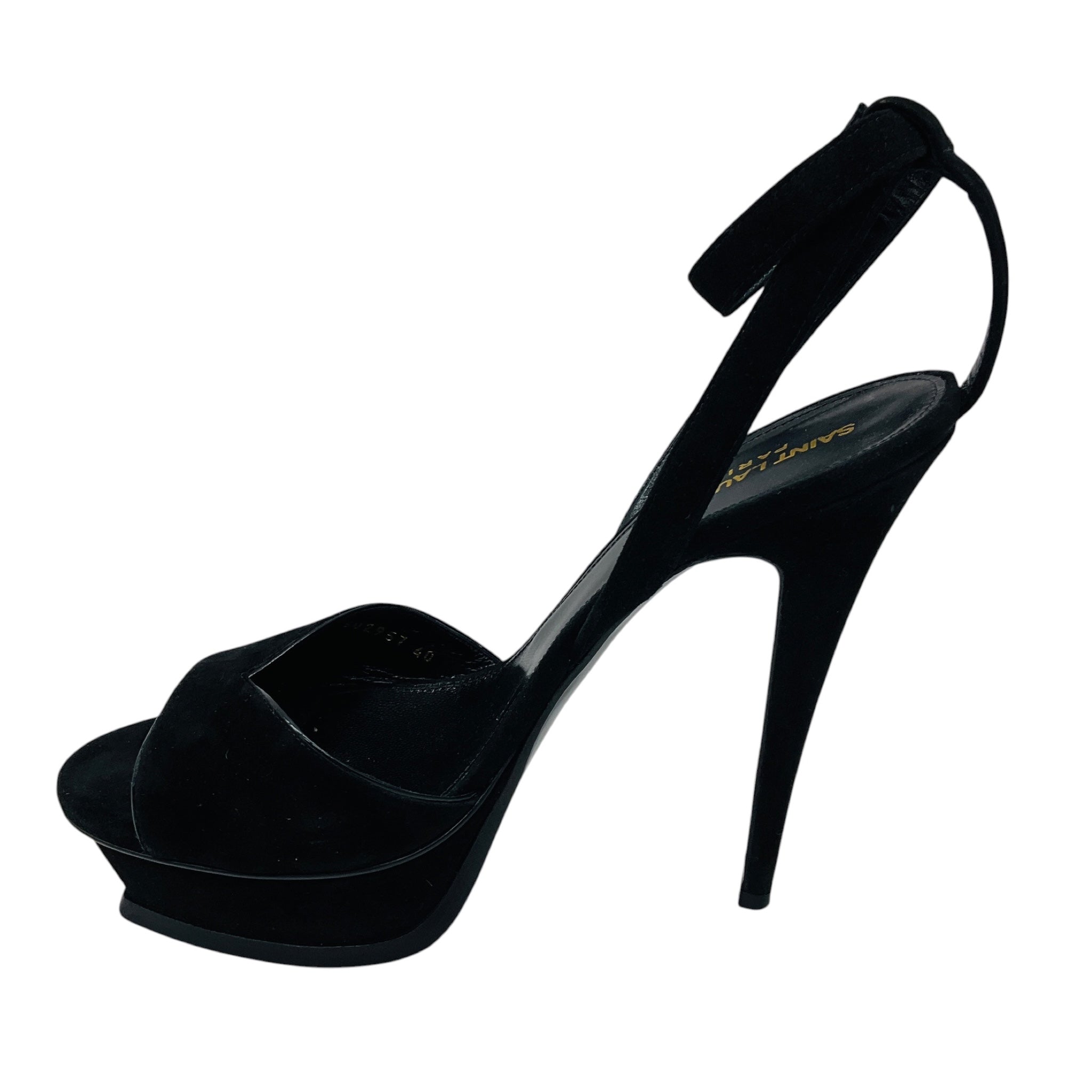 Saint Laurent Black Suede High Heeled Platform Sandals