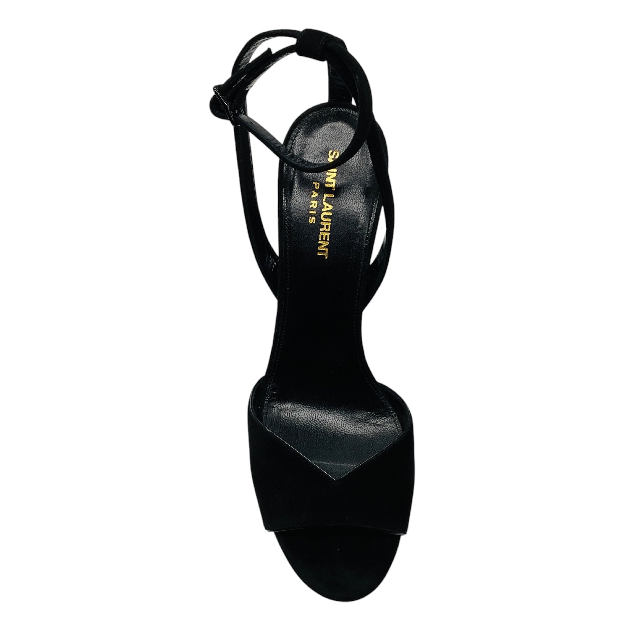 Saint Laurent Black Suede High Heeled Platform Sandals