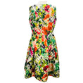 Load image into Gallery viewer, Oscar de la Renta Green Multi Floral Silk Taffeta Scoop Neck Fitted Bodice A-Line Dress

