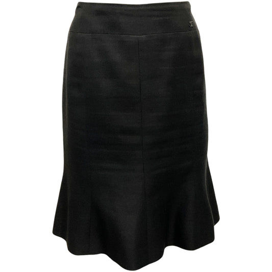 Chanel Black Linen / Cashmere Trumpet Skirt
