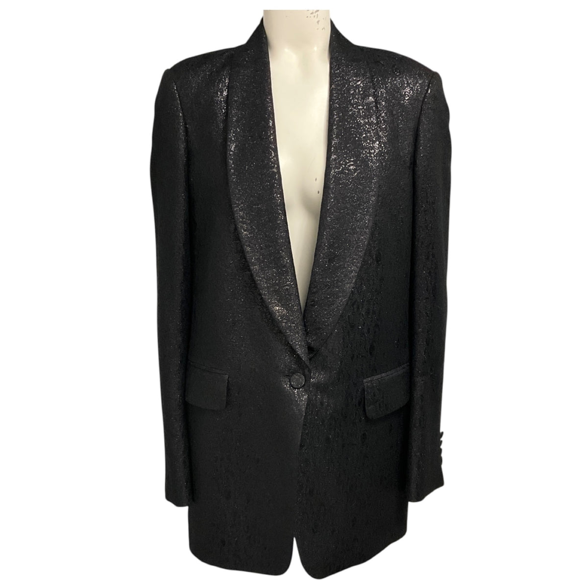 Dries Van Noten Black Metallic Shimmer Lurex Jacquard Blazer Jacket