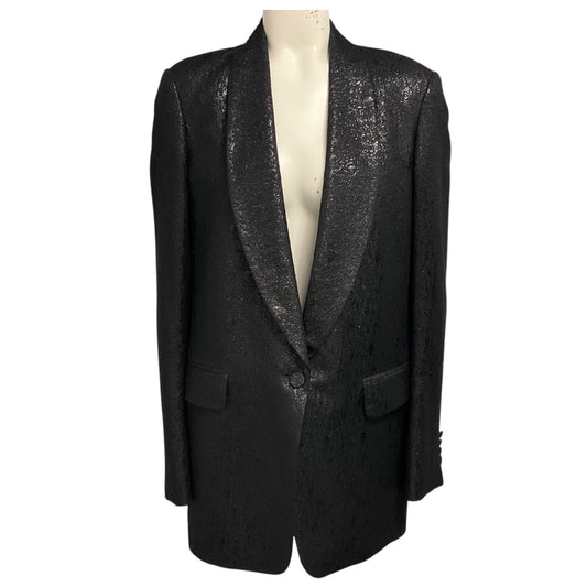 Dries Van Noten Black Metallic Shimmer Lurex Jacquard Blazer Jacket