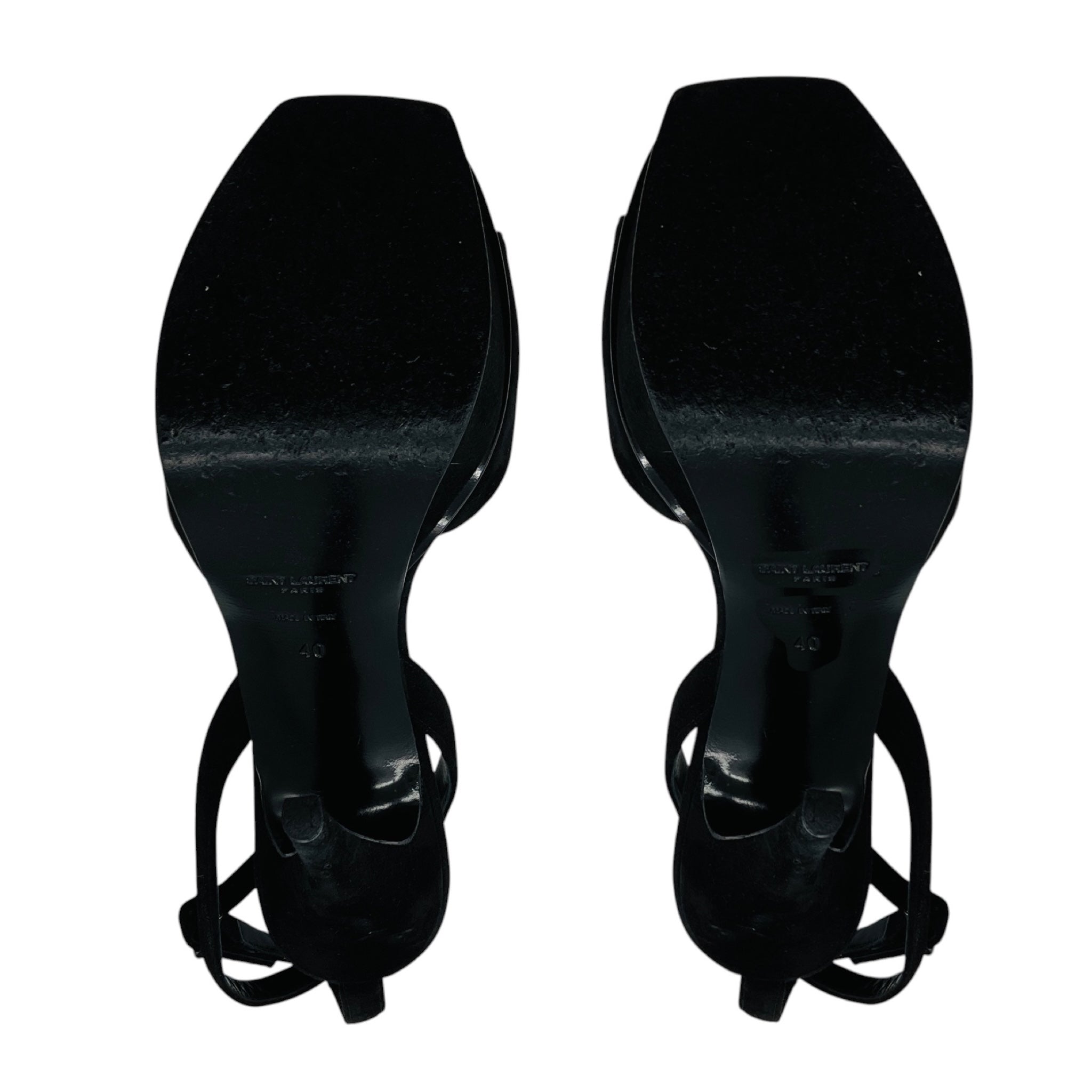 Saint Laurent Black Suede High Heeled Platform Sandals