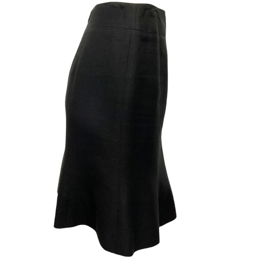 Chanel Black Linen / Cashmere Trumpet Skirt