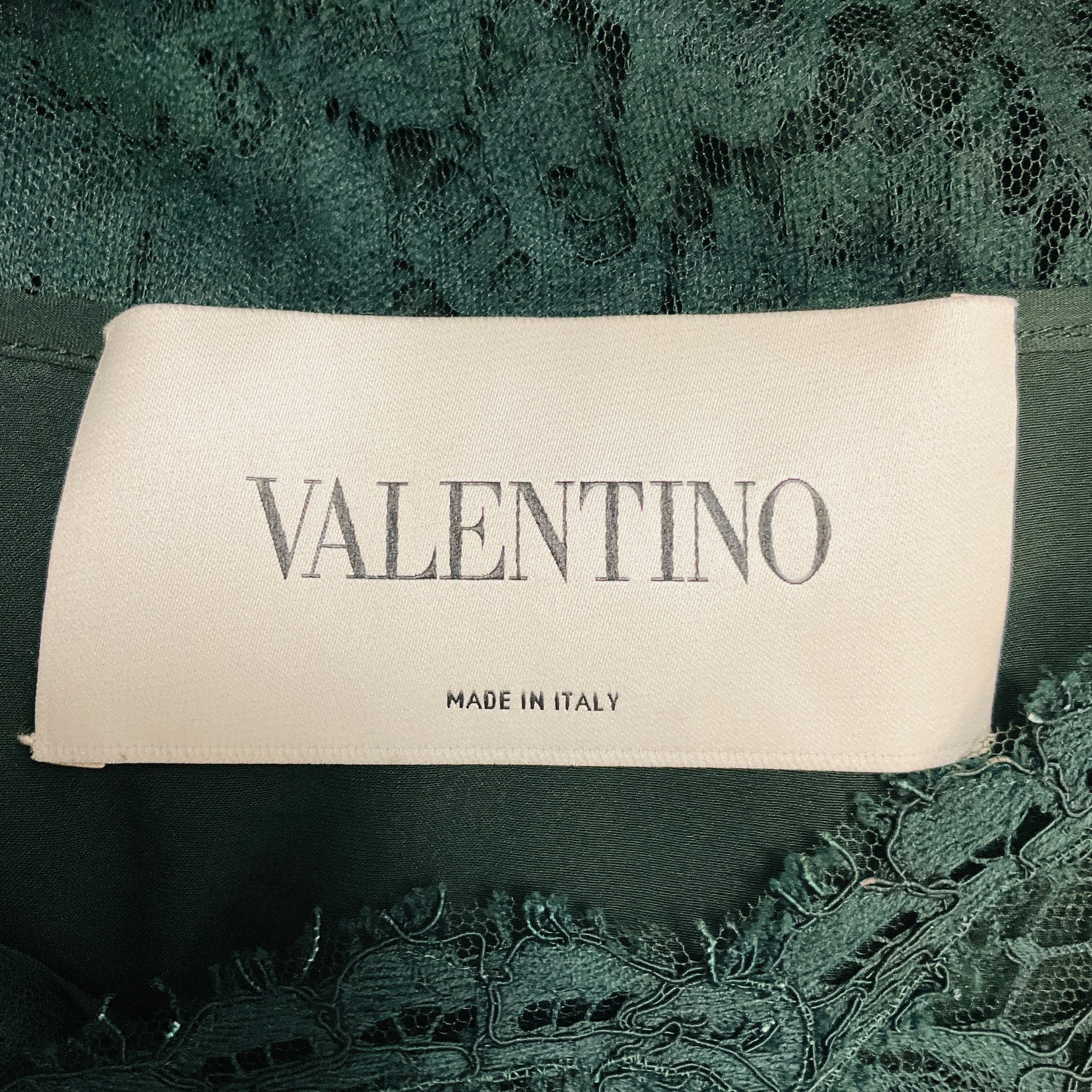 Valentino Dark Green Lace Midi Dress