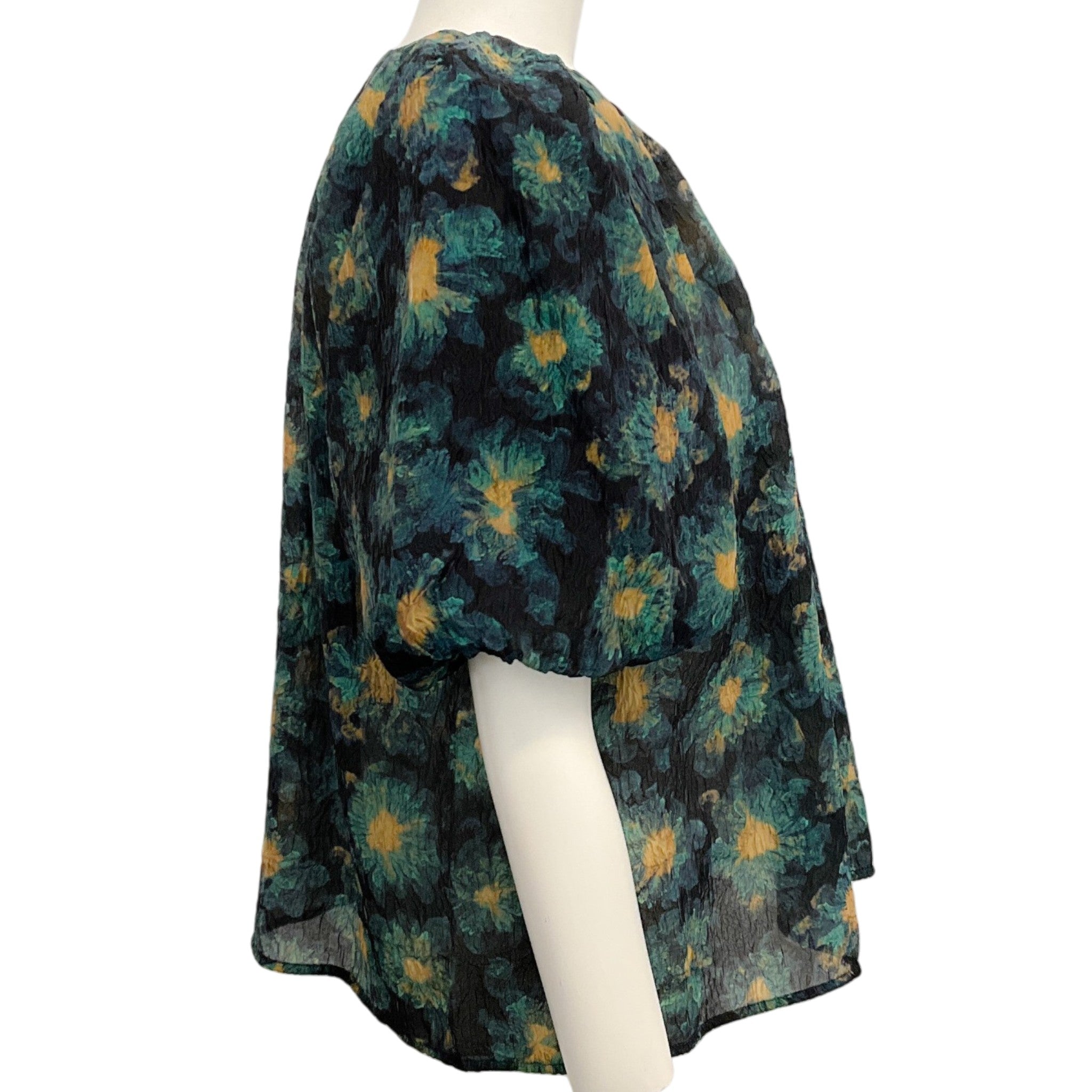Ulla Johnson Blue / Gold Crinkle Lazuli Marseille Blouse