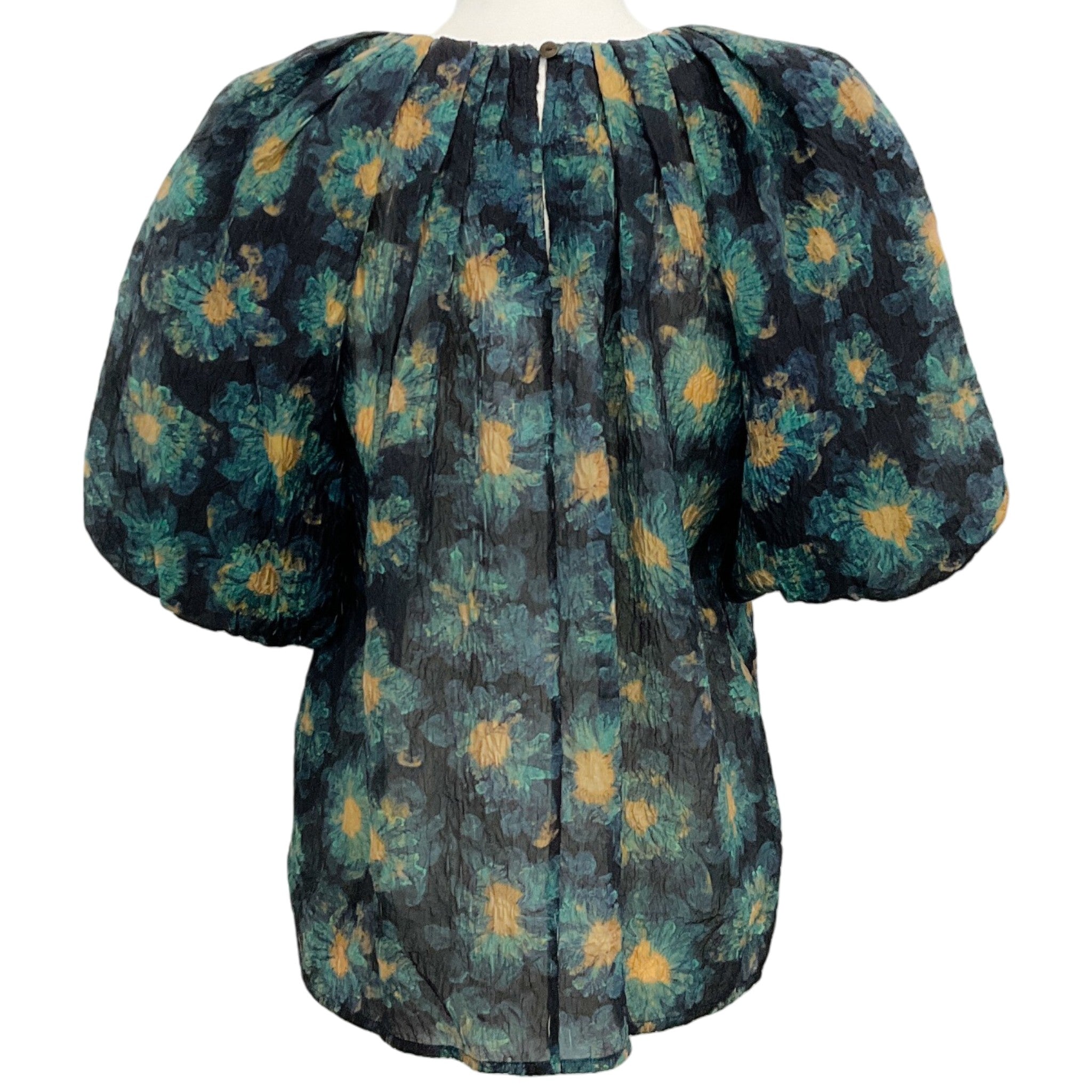 Ulla Johnson Blue / Gold Crinkle Lazuli Marseille Blouse