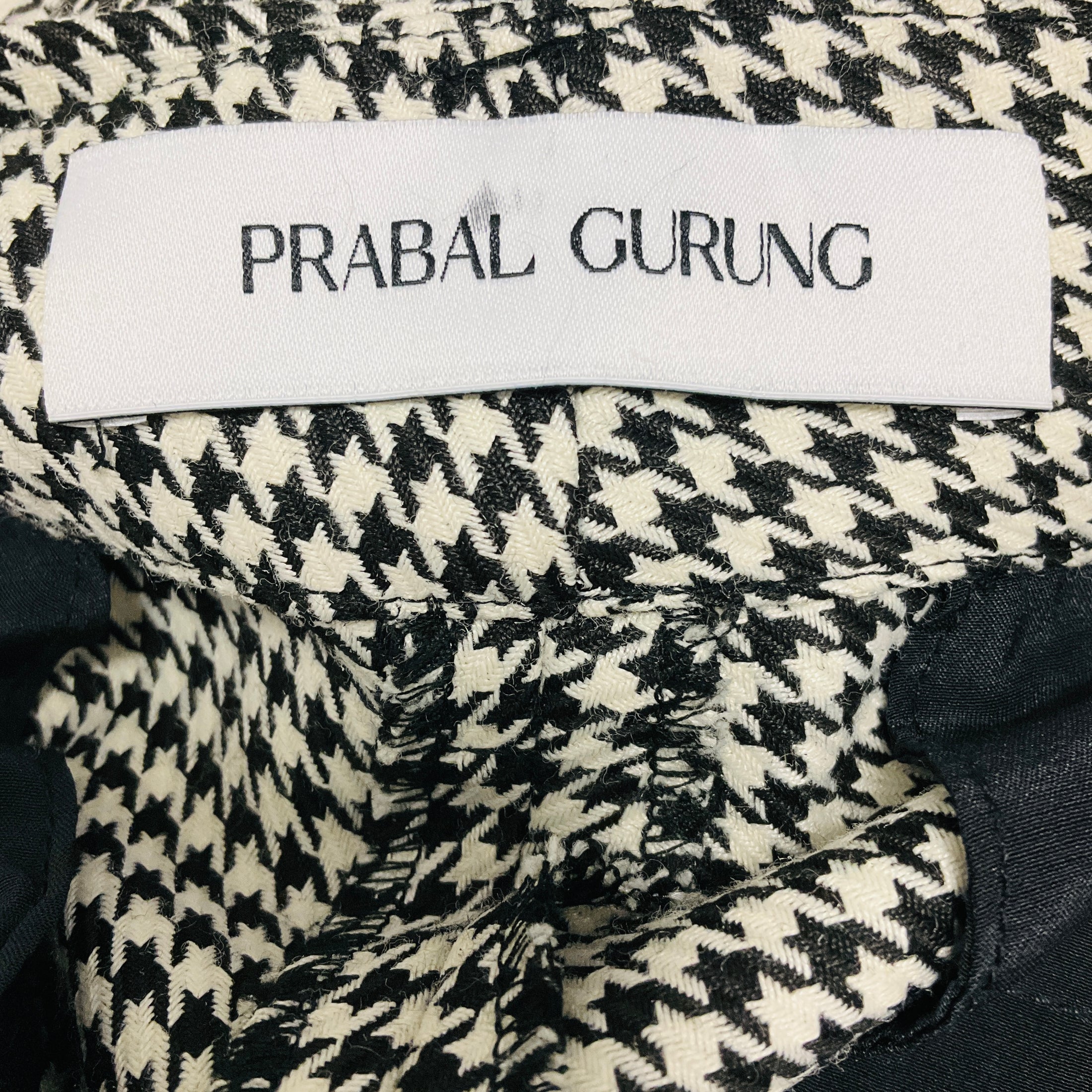 Prabal Gurung Black / White Houndstooth Pants with Belt