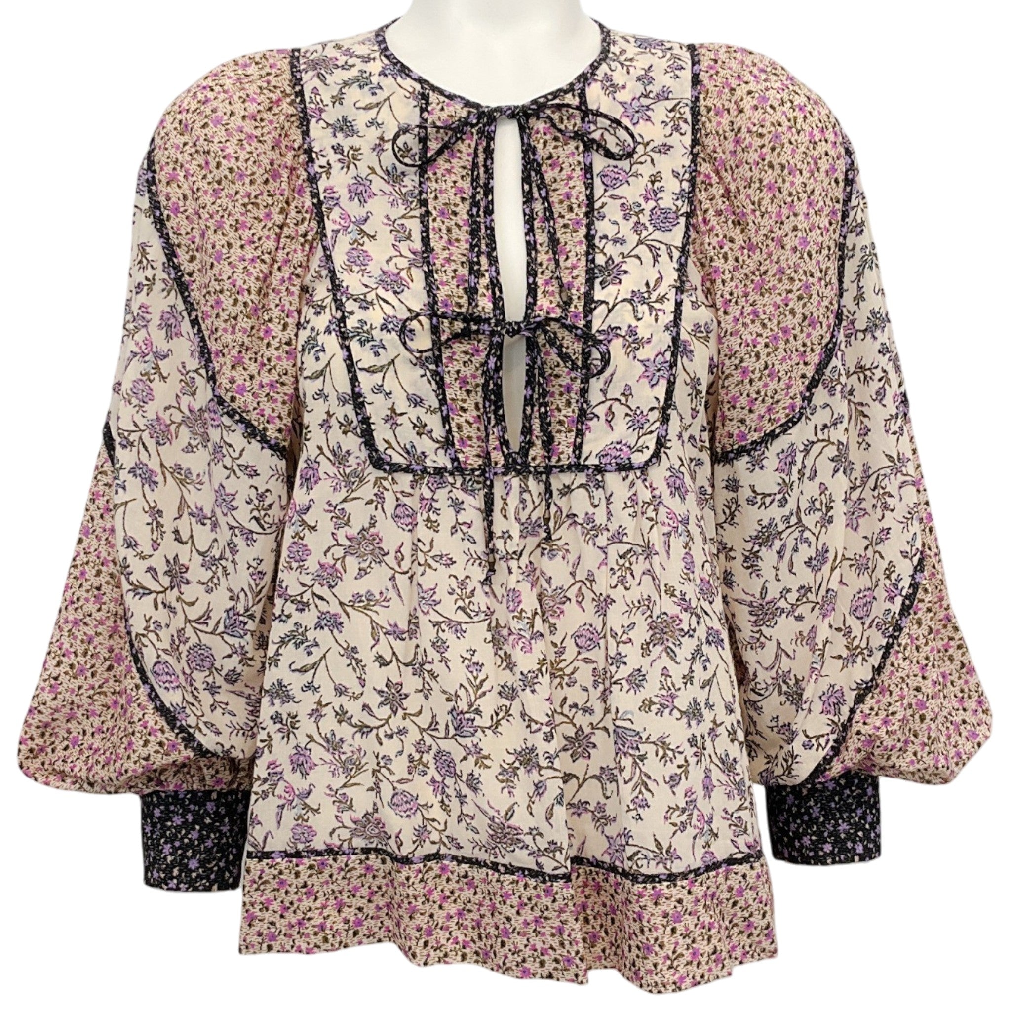 Ulla Johnson Cream / Purple Colette Blouse