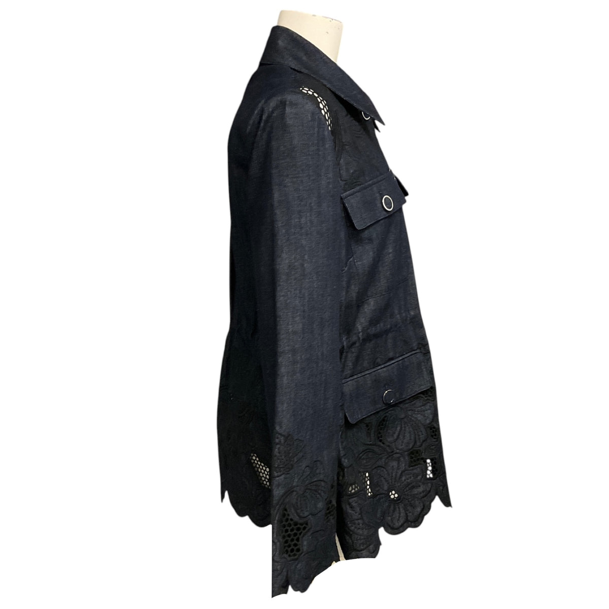 Veronica Beard Indigo Rinse Kiki Eyelet Jacket
