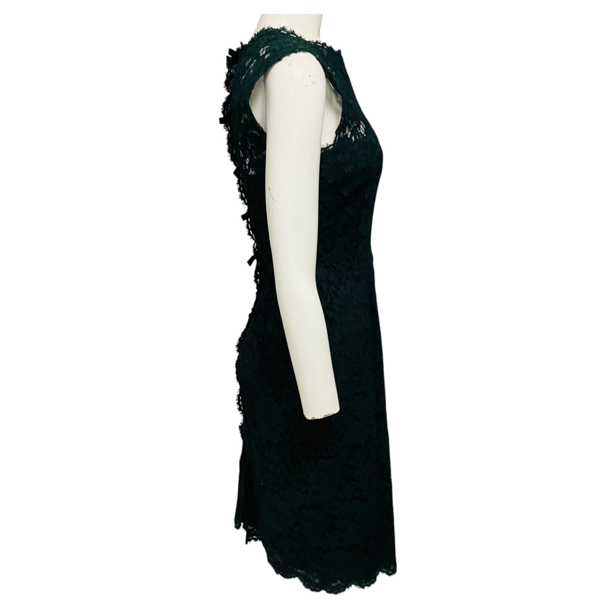 Valentino Dark Green Lace Midi Dress
