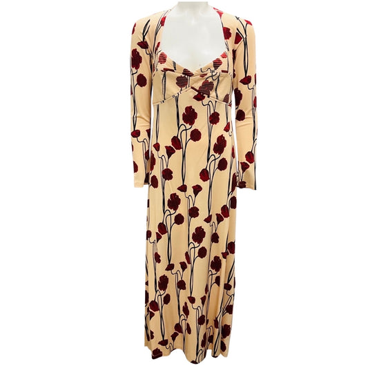 Johanna Ortiz Ecru / Red / Black Papver Somniferum Scarlet Letter Ankle Dress