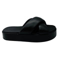Load image into Gallery viewer, Antonelli Firenze Black Lambskin Leather Cross Strap Platform Slide Sandals

