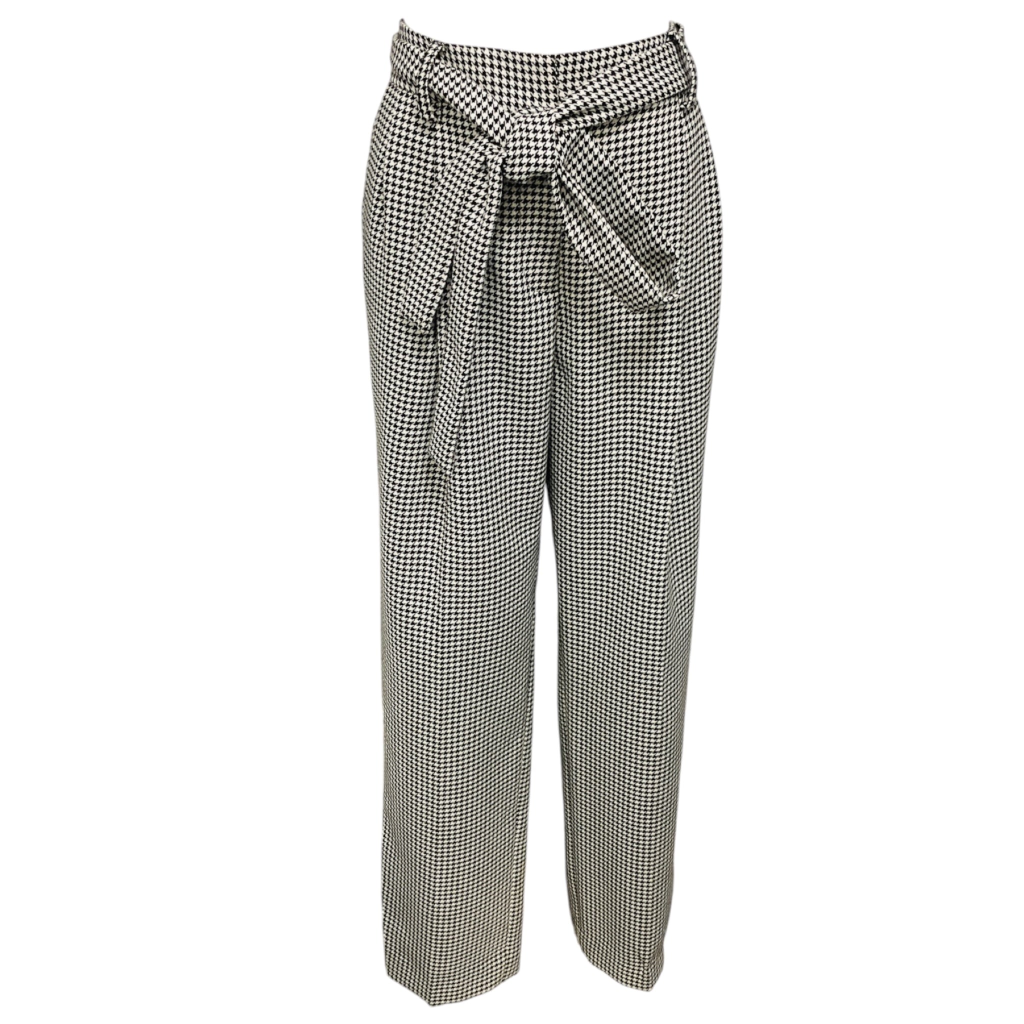 Prabal Gurung Black / White Houndstooth Pants with Belt