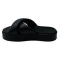 Load image into Gallery viewer, Antonelli Firenze Black Lambskin Leather Cross Strap Platform Slide Sandals
