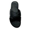 Load image into Gallery viewer, Antonelli Firenze Black Lambskin Leather Cross Strap Platform Slide Sandals
