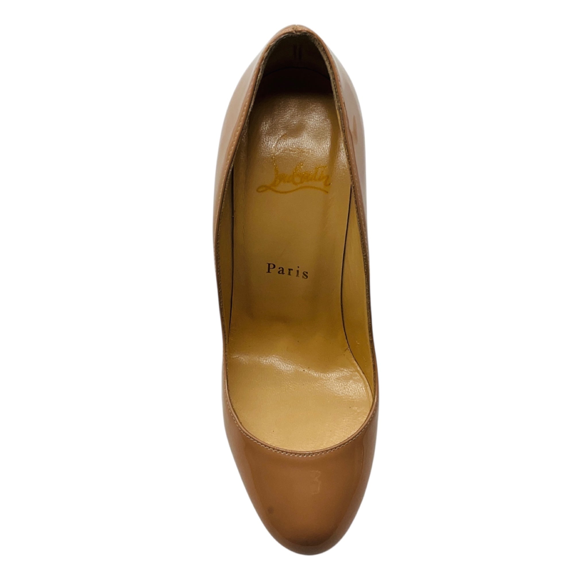 Christian Louboutin Nude Round Toe Patent Leather Classic Pumps