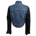 Load image into Gallery viewer, Chloe Vintage Blue Dual Zipper Front Denim Jacket with Navy Wool and Angora Knit Sleeves
