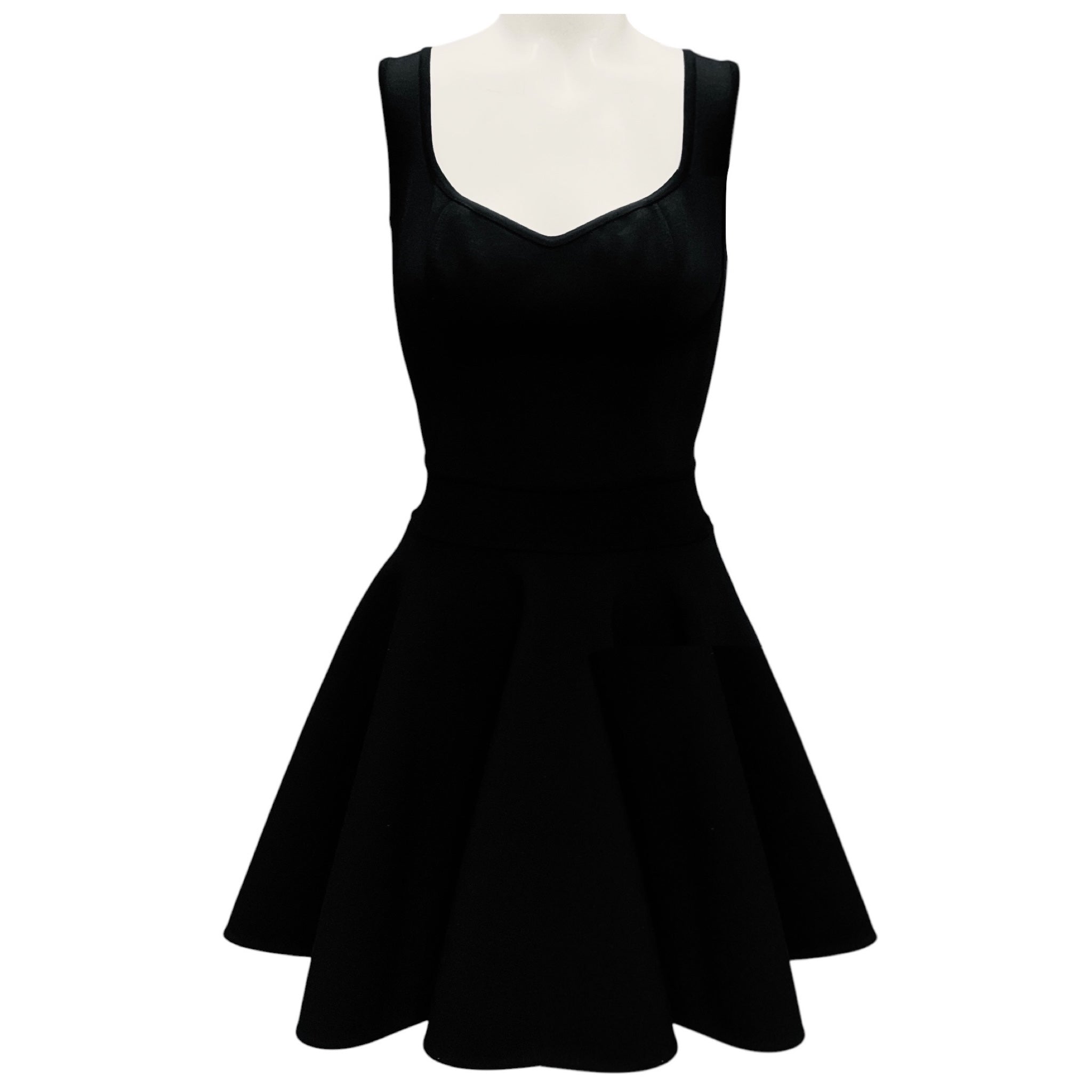Alaia Black Sleeveless Flared Stretch Knit Mini Cocktail Dress