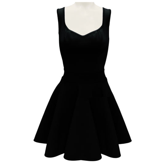 Alaia Black Sleeveless Flared Stretch Knit Mini Cocktail Dress