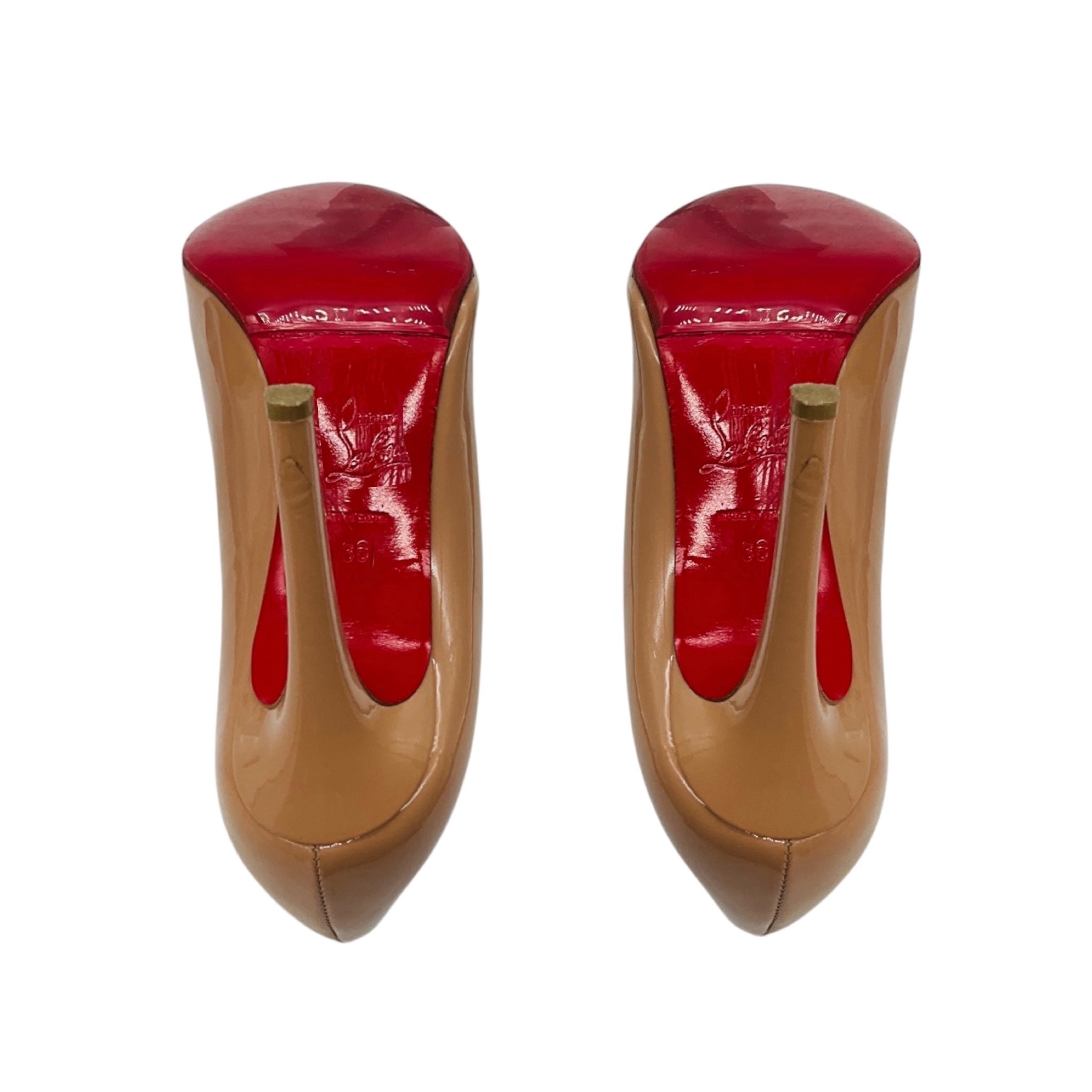 Christian Louboutin Nude Round Toe Patent Leather Classic Pumps