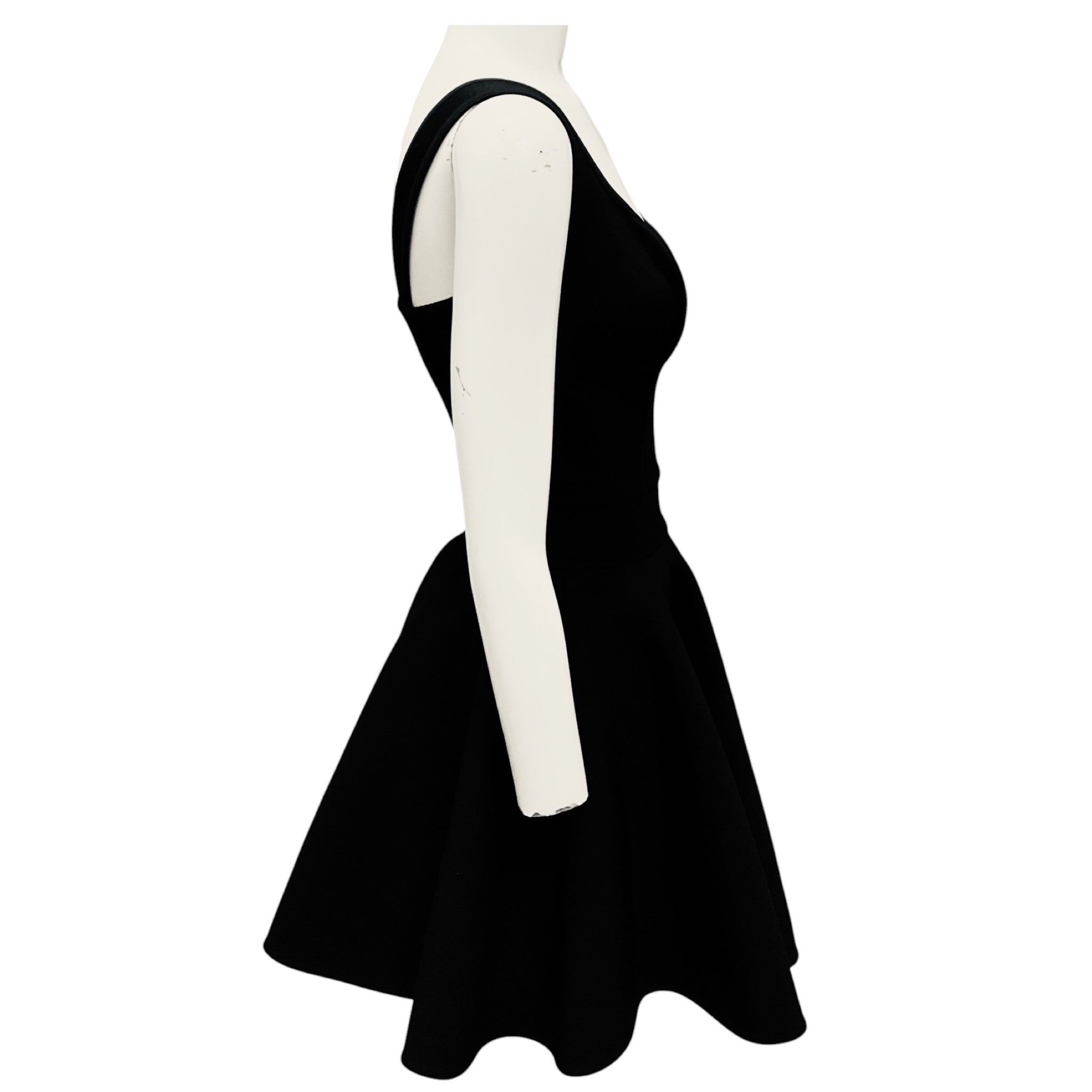 Alaia Black Sleeveless Flared Stretch Knit Mini Cocktail Dress