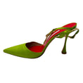 Load image into Gallery viewer, Carolina Herrera Lime Green Pointed Toe Satin Slingback Pumps
