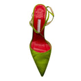 Load image into Gallery viewer, Carolina Herrera Lime Green Pointed Toe Satin Slingback Pumps
