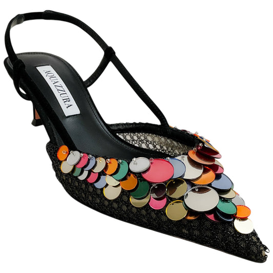 Aquazzura Black Suede / Metal Wed Can Can 50 Pumps
