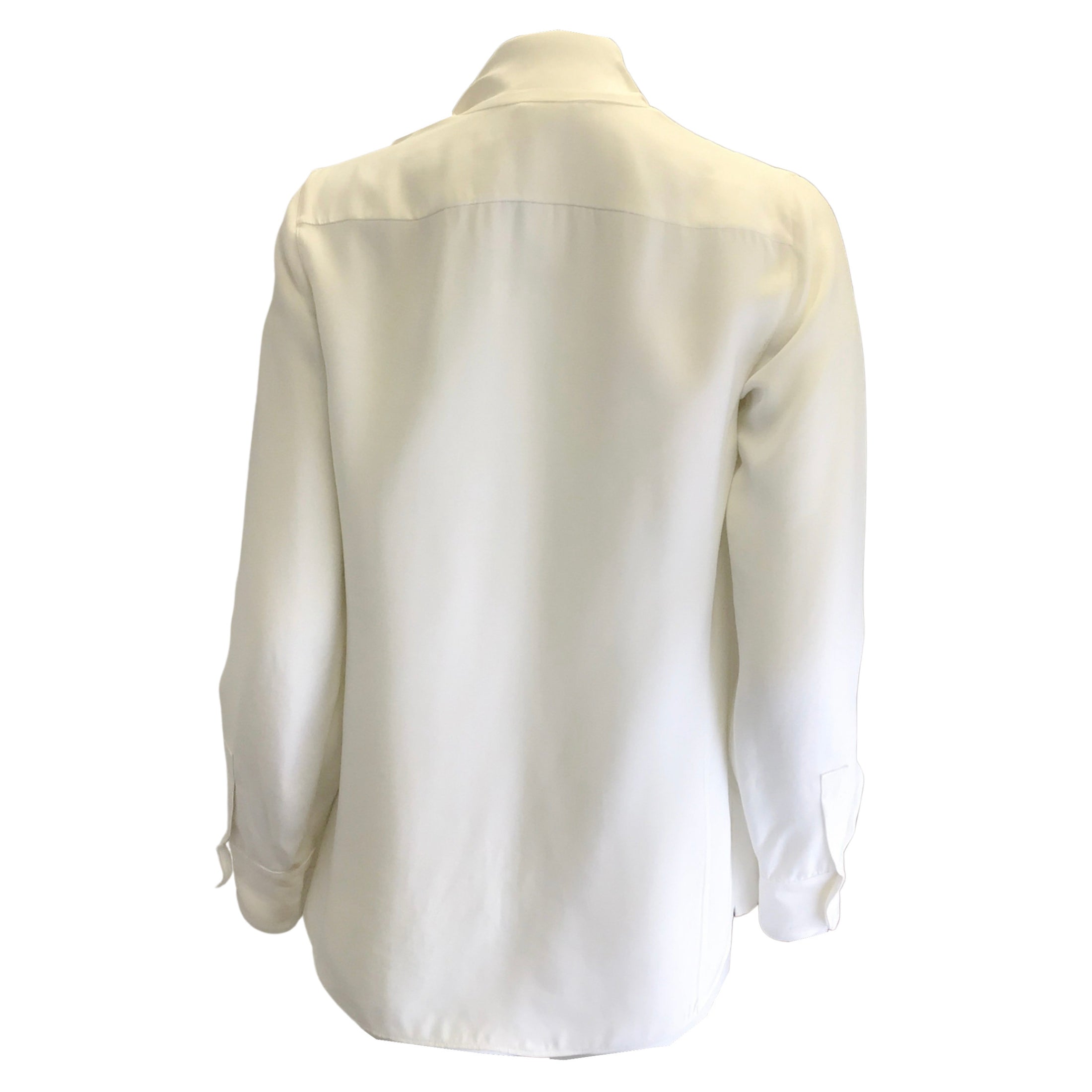 Akris White Zipper Detail Long Sleeved Open Front Crepe Blouse