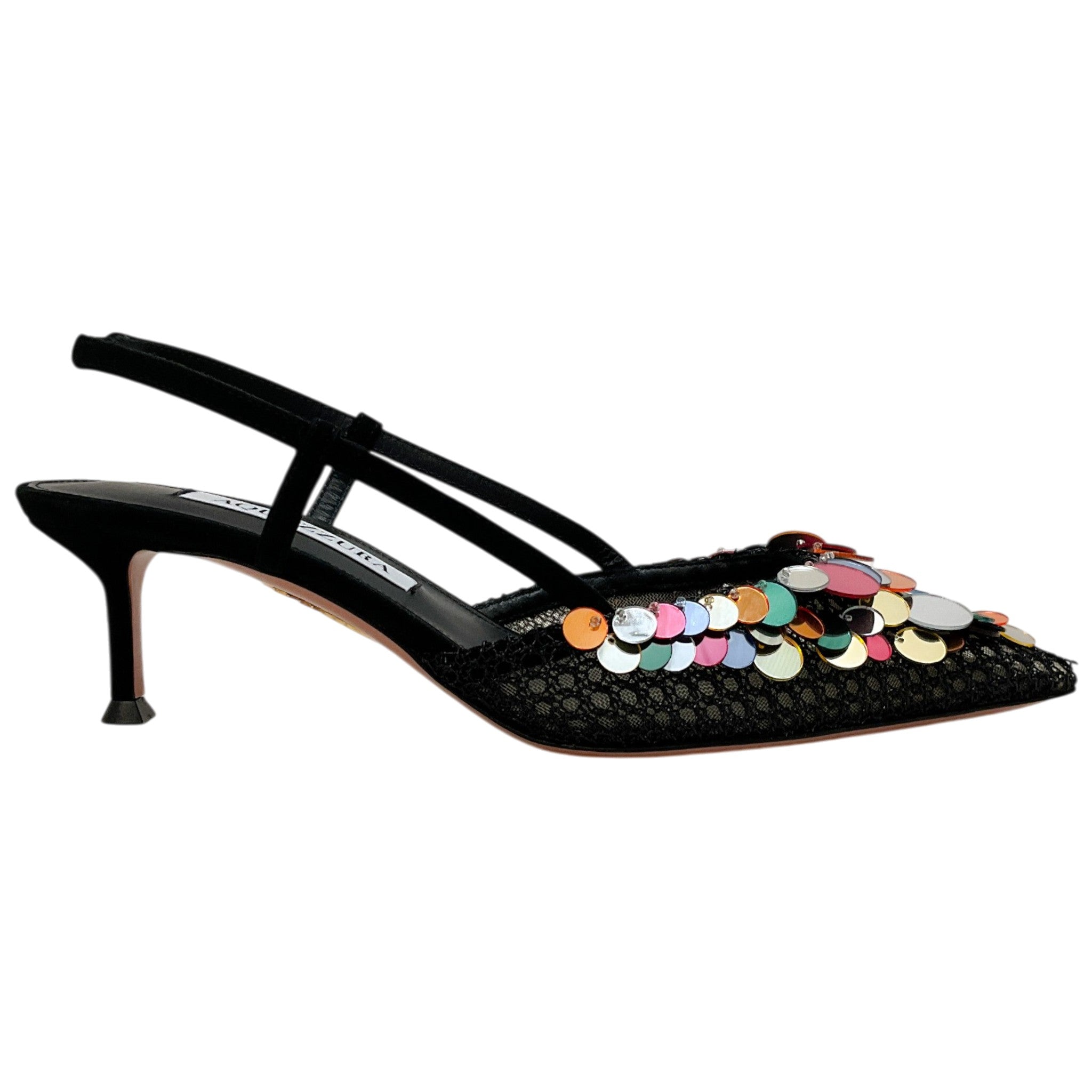 Aquazzura Black Suede / Metal Wed Can Can 50 Pumps