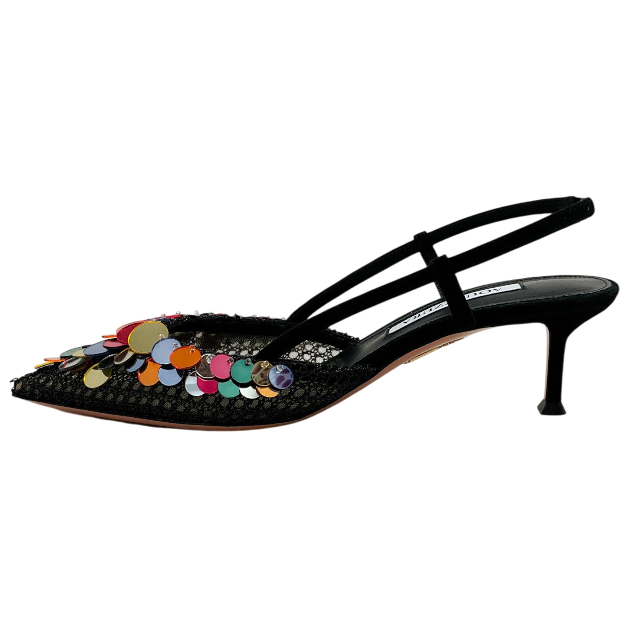 Aquazzura Black Suede / Metal Wed Can Can 50 Pumps