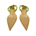 Load image into Gallery viewer, Carolina Herrera Lime Green Pointed Toe Satin Slingback Pumps
