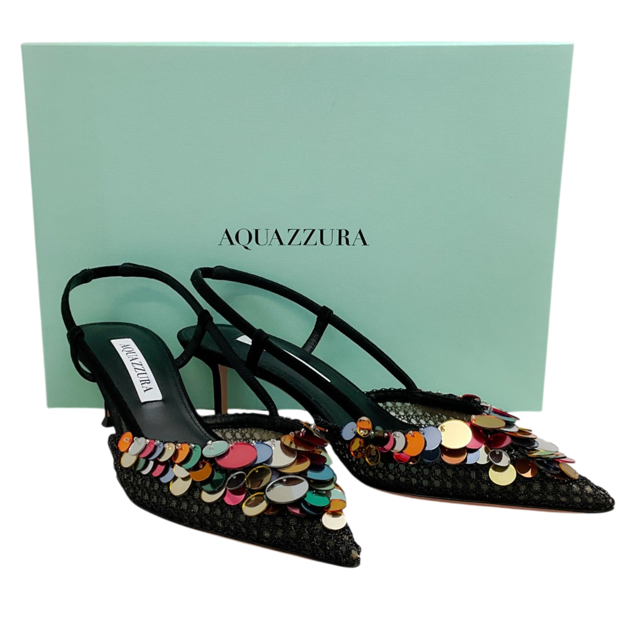 Aquazzura Black Suede / Metal Wed Can Can 50 Pumps